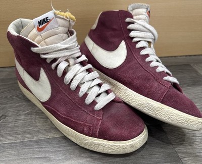 Nike Blazer Burgundy Maroon Red Trainers Suede Gym High Top Size UK 9