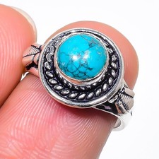 Green Turquoise Gemstone Handmade 925 Sterling Silver All Size Ring For Gift