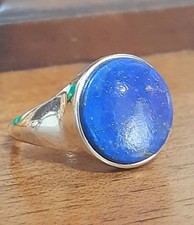 925 Men's Silver Ring Solitaire Seal Lapis Blue Lapis Ring Man 