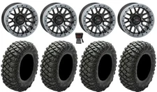 System 3 SB-9 Bdlk 15" Wheels Gloss Bk 28" Crawler XG Tires RZR Turbo S / RS1
