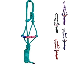 Poly Braided Patriotic Nose Poly Rope Halter and 10' Matching Lead (Turquoise)