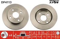 2X Bremsscheibe TRW DF4113 FüR Toyota Starlet EP80_ EP80R EP91_ EP91R