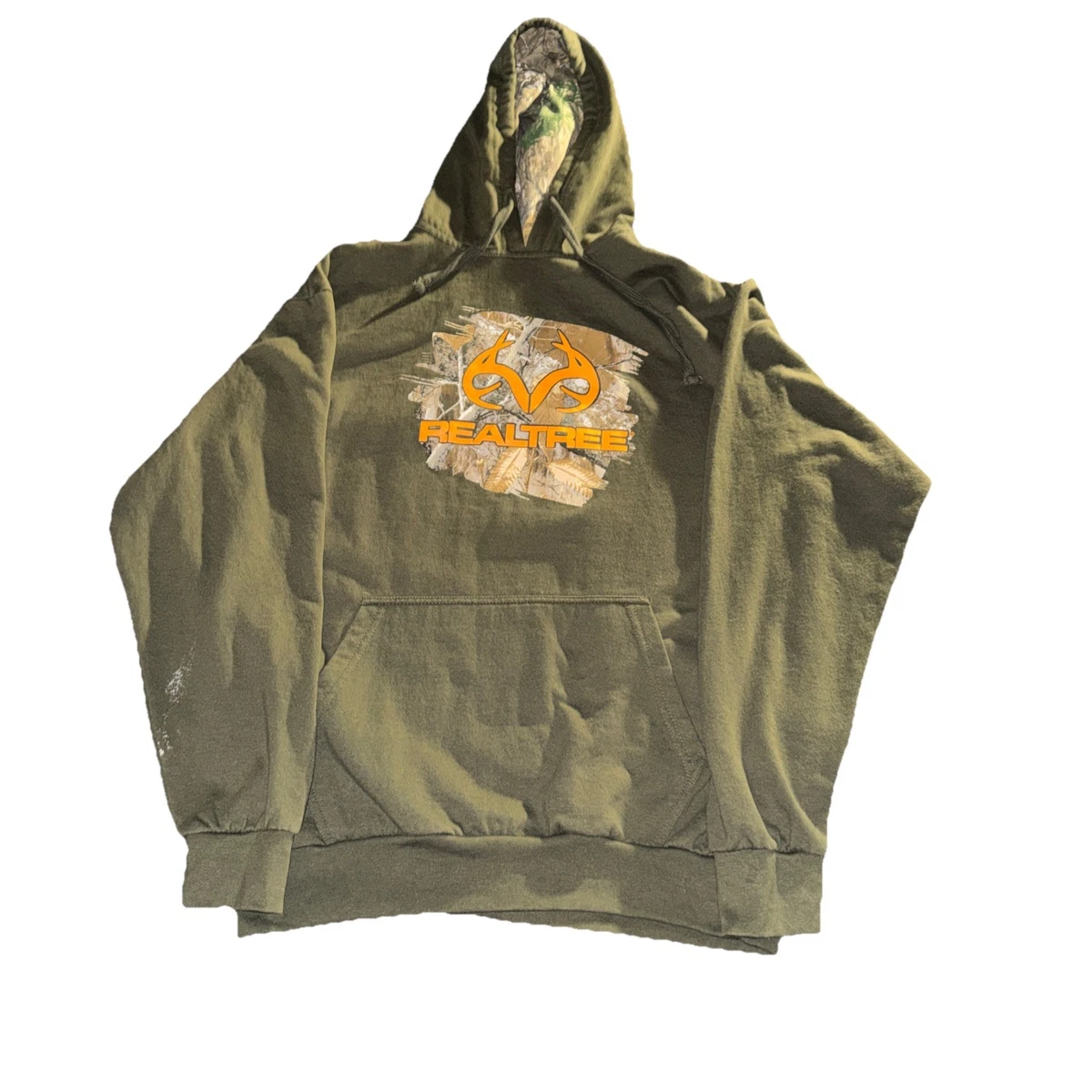 Sweat à Capuche Realtree Homme - Vert Imprimé Camouflage Bois - Taille L - Occasion