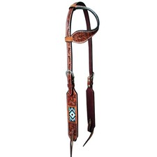 C-5-1E Hilason Western Horse One Ear Headstall American Leather Floral Brown