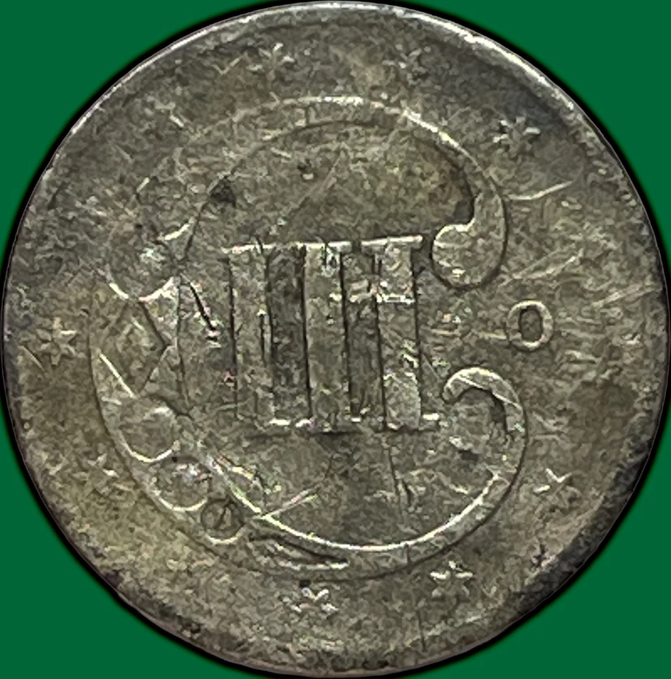 1851-O Three Cent Silver Trime Fine F Coin #29817 - Image 2 of 3