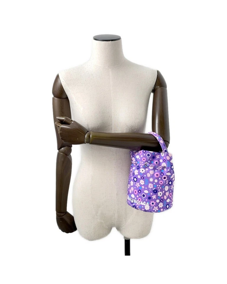 Preloved balenciaga Floral Print Bucket Bag Women Purple Handbags One Size Foto 4 de 4