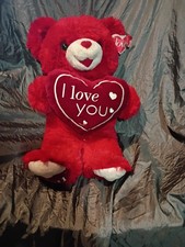 Vintage Valentine Sweetheart Teddy Bear Red "I Love You" Dan Dee 2011 Plush 15"