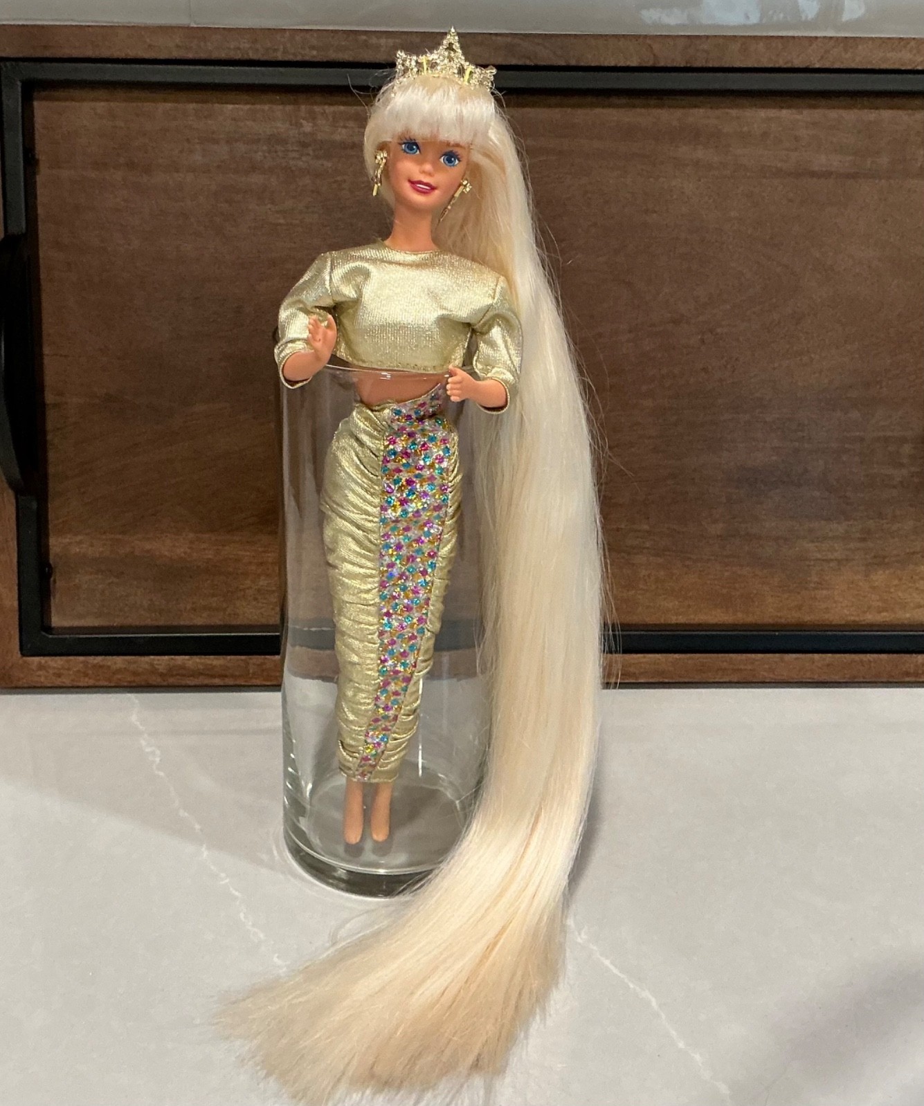 Vintage Jewel Hair Mermaid Barbie 1995 Doll Mattel Long Hair Skirt Crown