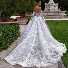 Sweetheart Long Sleeve Full Lace Mermaid Wedding Dresses with Detachable Train