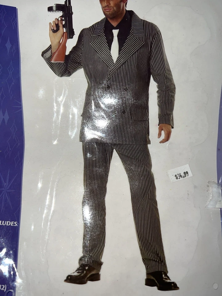 Disfraces de California Conjunto de Disfraz de Gángster Adulto XL Chaqueta Pantalones y Dickey Con Corbata Foto 3 de 4