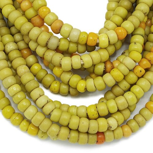 Vecchie perle gialle padre africane antiche perle tribali etiopi (282F219) rustiche - Foto 1 di 7