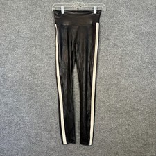 Spanx Leggings Womens Small Black Shiny Side Stripe Shapewear Mid Rise