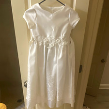 Bonnie Jean White Polyester Flower Girl/First Communion Dress Size 8