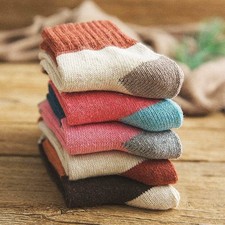 5 Pairs Womens Thick Socks Wool Thermal Warm Knitting Nordic Ladies Socks