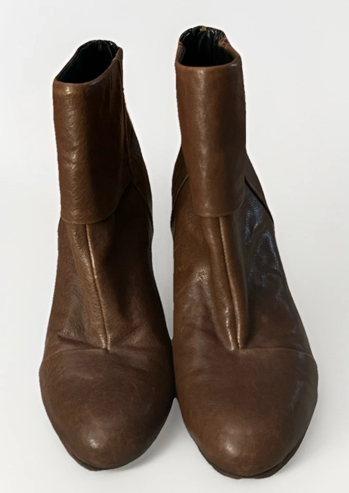 $495 Rag & Bone Newbury Bootie Boot Marrom COURO ROBUSTO ZÍPER BLOCO 38/8 - Imagem 4 de 4