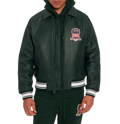 Avirex Men's Green Bomber Jacket – Soft Real Leather American