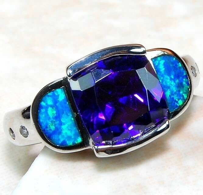 2CT Amethyst 925 Genuine Sterling Silver Ring Sz 7 GA4-6