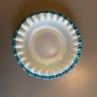 VTG. Fenton Aqua Crest Ruffled Milk Glass Plate Rare 1948-1954 6.75” Wide Rim