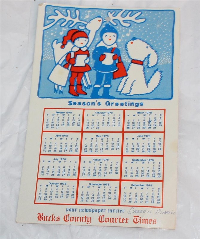 1978 Buck's County PA Courier Times Snow Scene Drawing with Kids Dog Deer