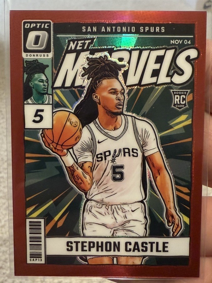 2024-25 Panini Donruss Optic Stephon Castle #12 Red Prizm Net Marvels RC /99