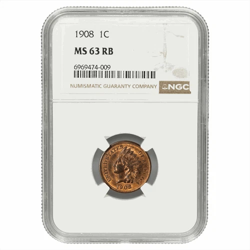 1908 Indian Head Cent 1C NGC MS 63 RB