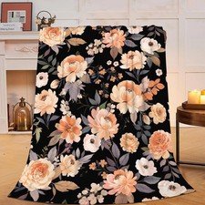 Flower Throw Blanket Soft Plush Fleece Floral Bedding Cozy Kids 40x50 Inch