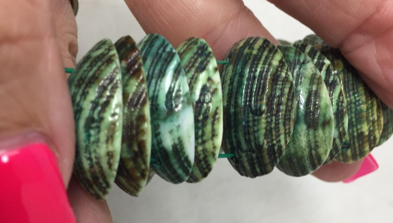 Women's Green Shell Stretchy Statement Bracelet - image 3