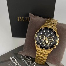 New Bulova Marine Star 98B406 Black Dial Men's Chronograph Quartz Watch 41.5mm