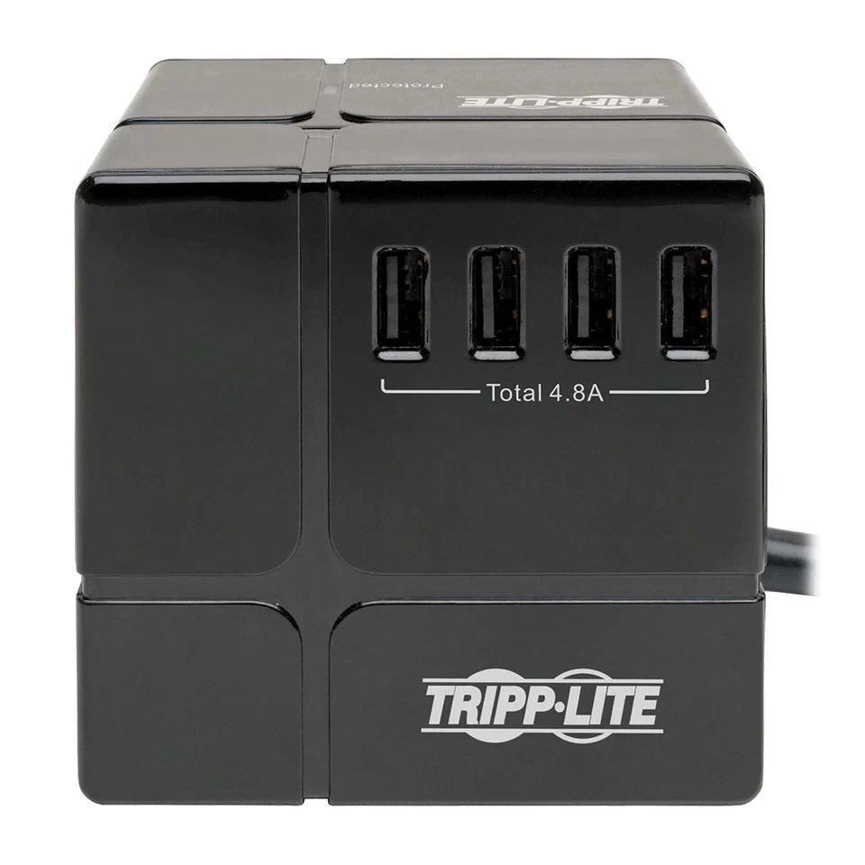 Tripp Lite Surge Protector 3 Outlet 6 USB-A Power Cube Black TLP366CUBEUSBB - Image 3 of 4