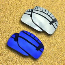 US 2 Pairs Lenses Replacement for-Oakley Big Taco Polarized-Silver Violet Blue