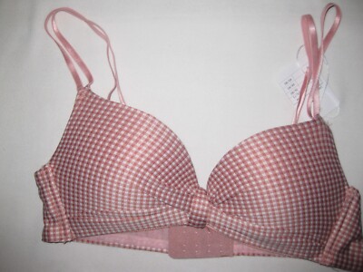 Plaid wireless padded dual strap bralette XS pink nwt kawaii