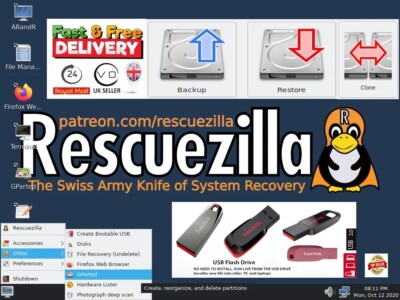 Rescuezilla: Festplattensicherung / Recovery / Partition / Klonen auf 32GB USB-Laufwerk