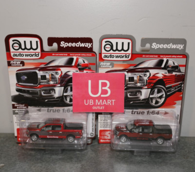 New Auto World Speedway 2020 Ford F-150 Lariat Black and Red Set Of 2