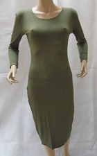 LADIES KHAKI STRETCH PANEL BODYCON/PENCIL/WIGGLE MIDI DRESS SIZE 12