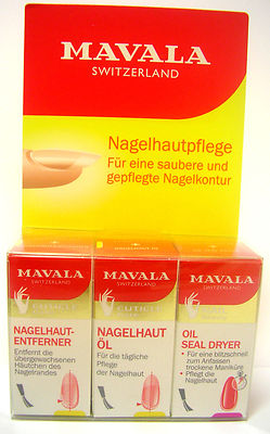 MAVALA Nagelhautpflege 3er Set Oil Seal Dryer + Nagelöl + Nagelhautentferner 