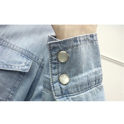 Mujer Sherpa Vellón Forrado Denim Camisa Chaqueta Prendas para el torso Botón a Presión Solapa Bolsillo - Imagen 12 de 14
