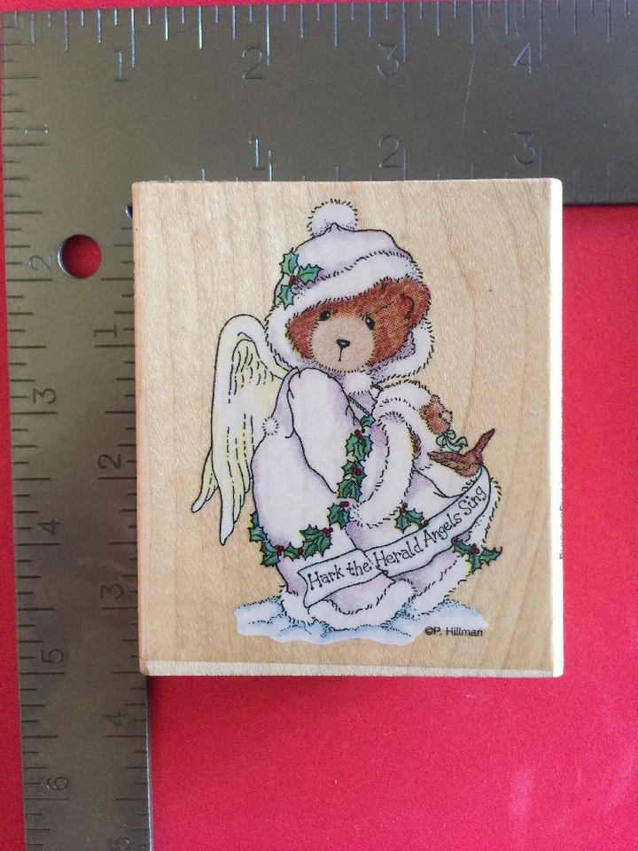 Stampendous Stormi Cherished Teddies Hark The Herald Angel Sing Rubber Stamp VTG - Image 3 of 4