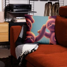 Sloths Holding Love Animal Print Home Décor Basic Pillow