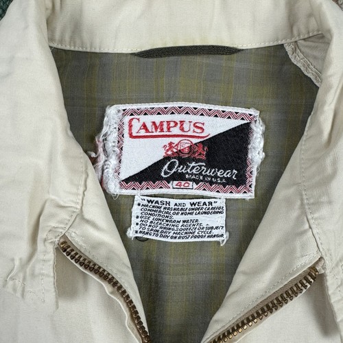 Vintage 70s Campus Outerwear Windbreaker Jacket Cream Size 40 USA Made Talon - Picture 5 of 6