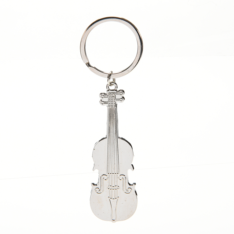 Mini Creative Violin Charm Metal Keyring Keychain Key Ring Chain Silver