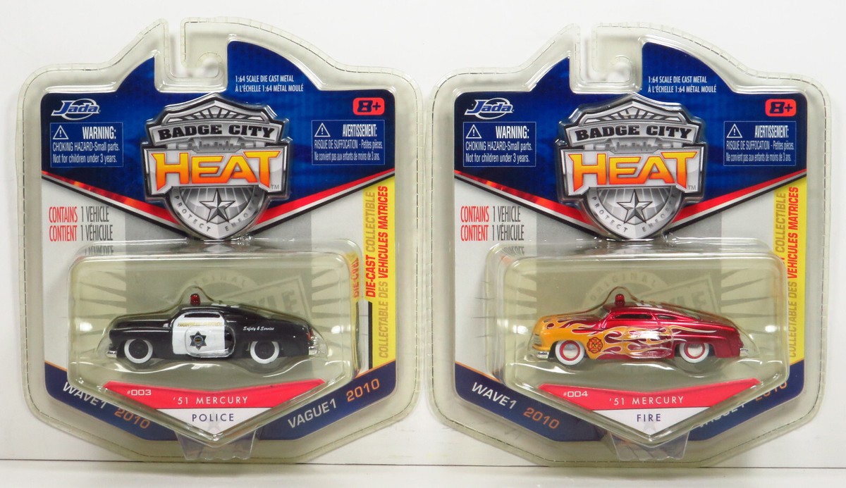Jada Badge City Heat 1951 Mercury Coupe Police & Fire Cars Lot of