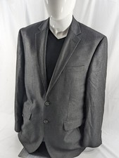 Chaps Ralph Lauren Blazer Sport Jacket Coat Poly Blend Charcoal Nailhead 40R
