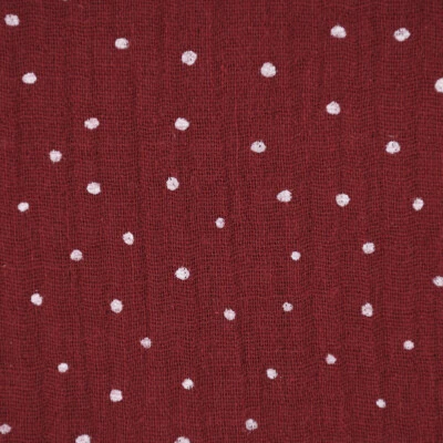 Bekleidungsstoff Double Gauze Musselin Windelstoff Punkte rot weiß 1,30m Breite - Bild 1 von 4