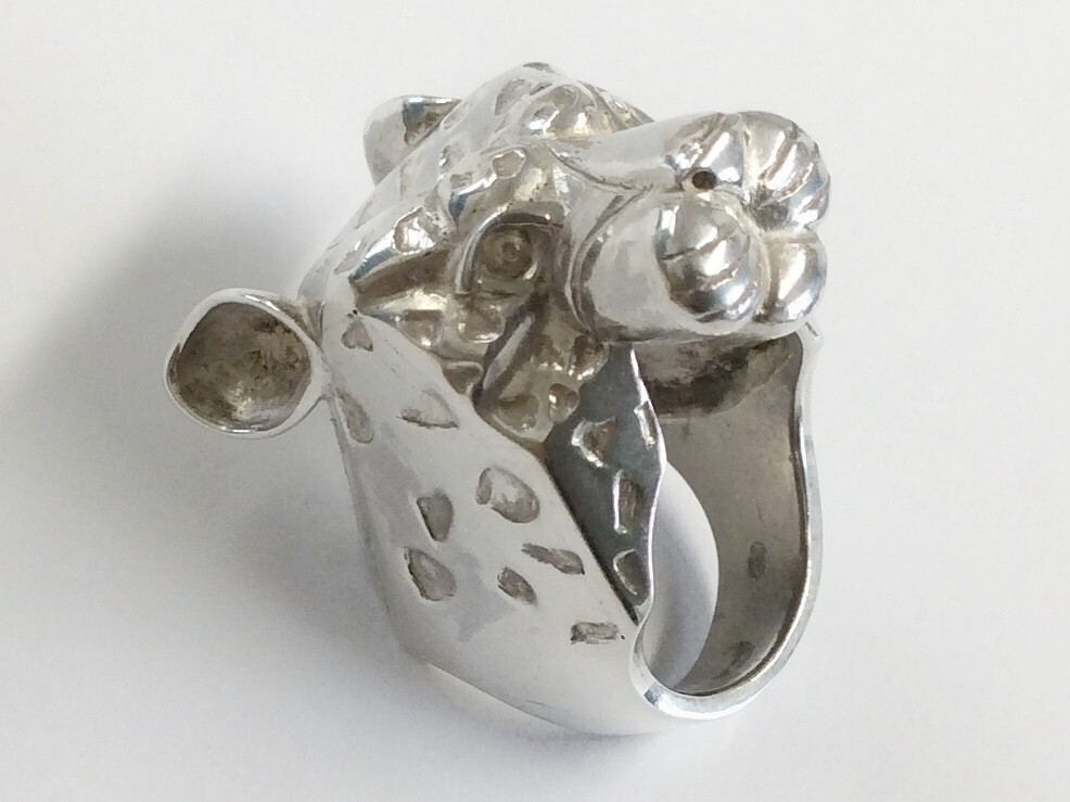 Large Sterling Silver Leopard Statement Ring Size… - image 2
