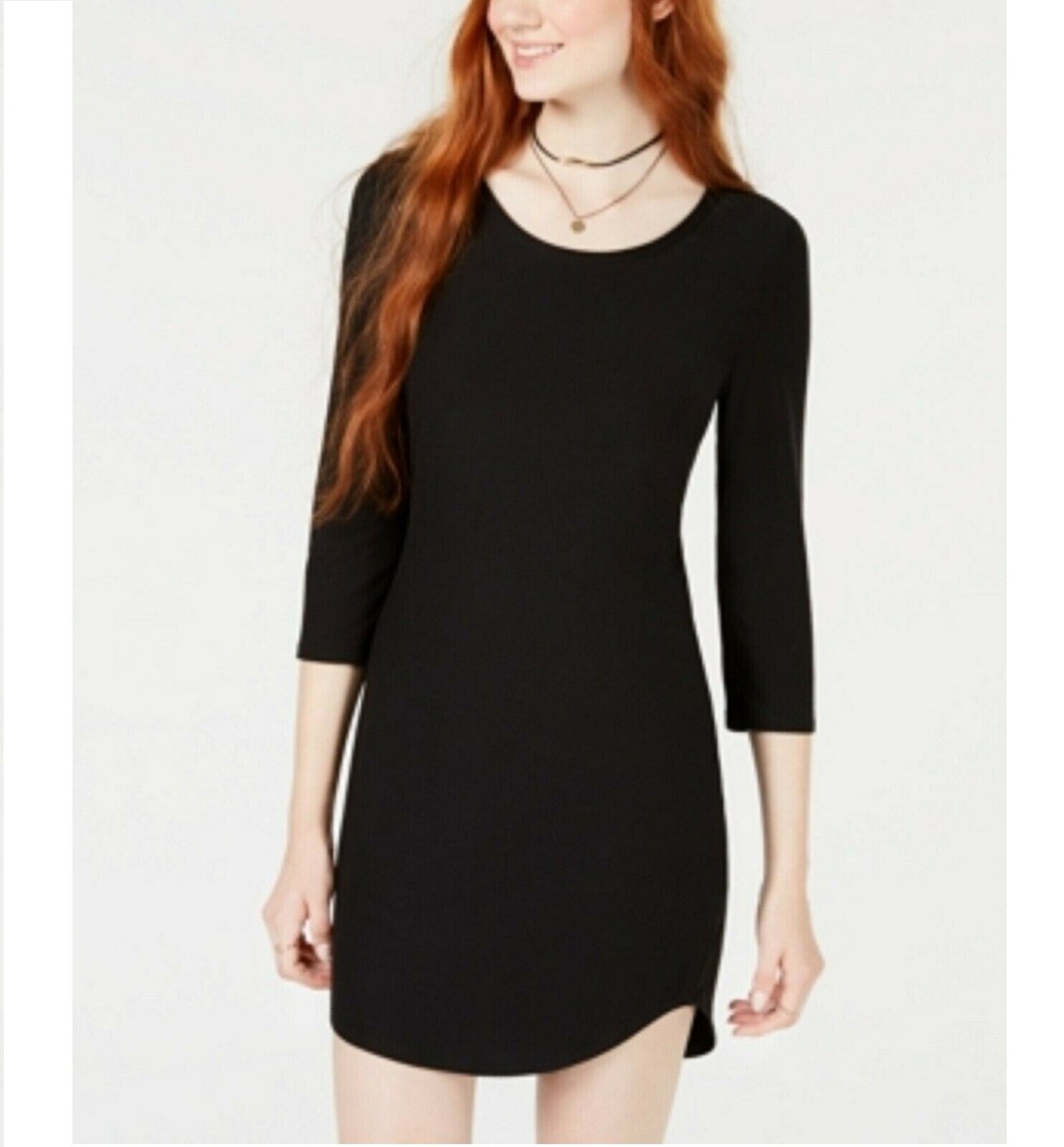 Ultra Flirt Juniors Size M Black 3/4 Sleeve Pullover Bodycon Short Dress  NEW | eBay