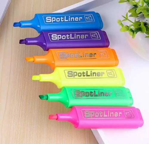 HIGHLIGHTER MARKERS PENS ASSORTED BRIGHT COLOURS SCHOOL OFFICE 6PCS