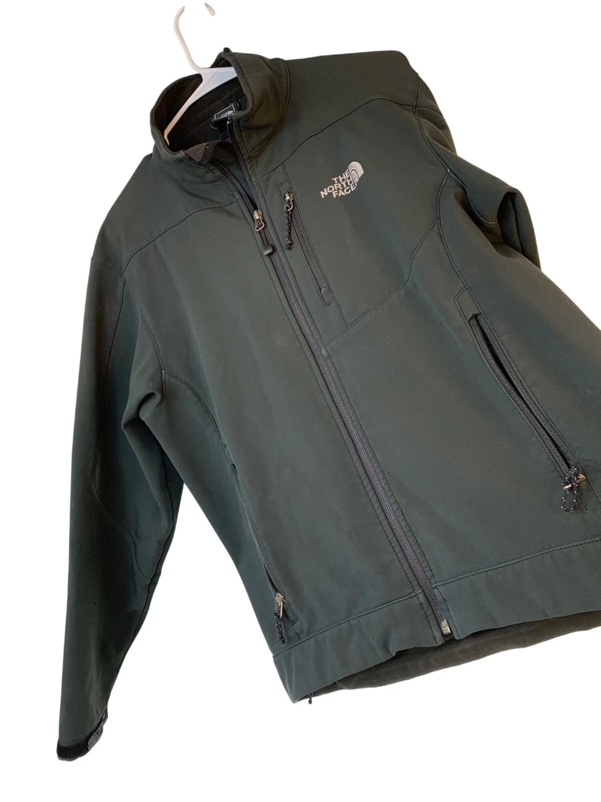 The North Face Mens Apex S Gray Softshell Fleece Jacket Full Zip Active 9096