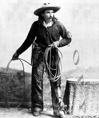 ANTIQUE REPRO 8X10 PHOTO OLD WEST COWBOY BUCK TAYLOR WITH COLT REVOLVER ROPE | eBay