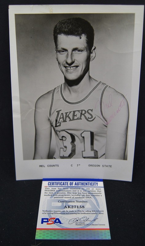 MEL COUNTS Autographed 5x7 Photo PSA/DNA LA LAKERS 2X CHAMP