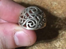 VINTAGE 925 STERLING SILVER SWIRL DESIGN WIDE RING SIZE 6.75 / WRONGWAY052